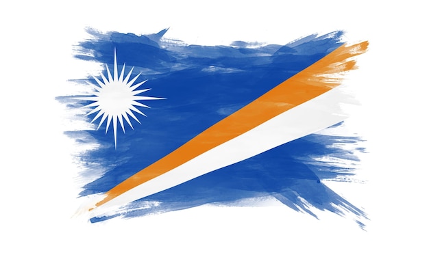 Marshalleilanden vlag penseelstreek, nationale vlag op witte achtergrond
