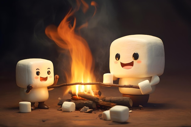 marshmallow campfire National Marshmallow Toasting Day illustration