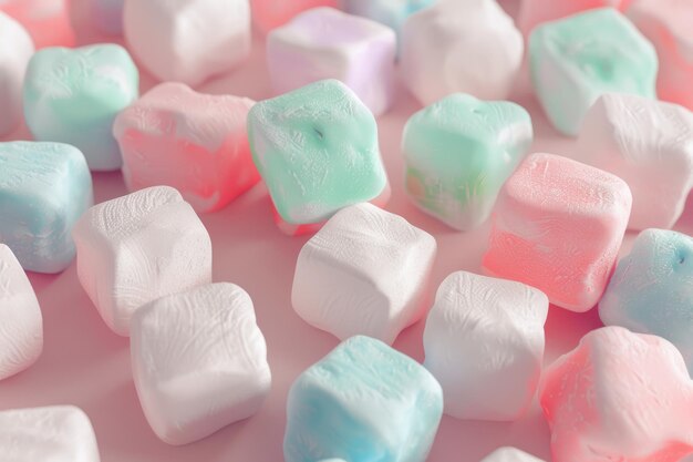 Marshmallow cubes Pastel colored chewy marshmallow tiny snack cubes