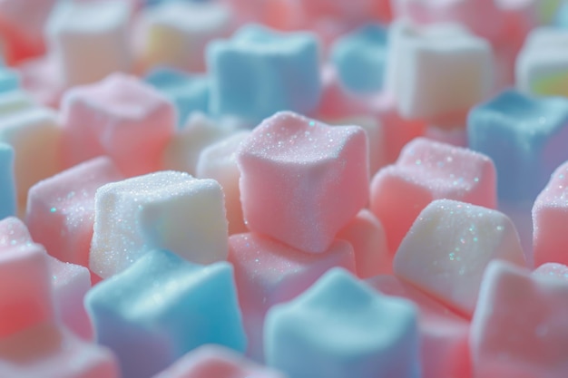 Marshmallow cubes Pastel colored chewy marshmallow tiny snack cubes