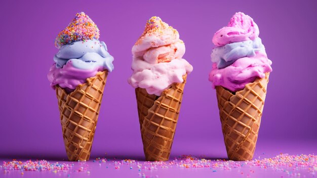 Marshmallow flavor waffle icecream cones