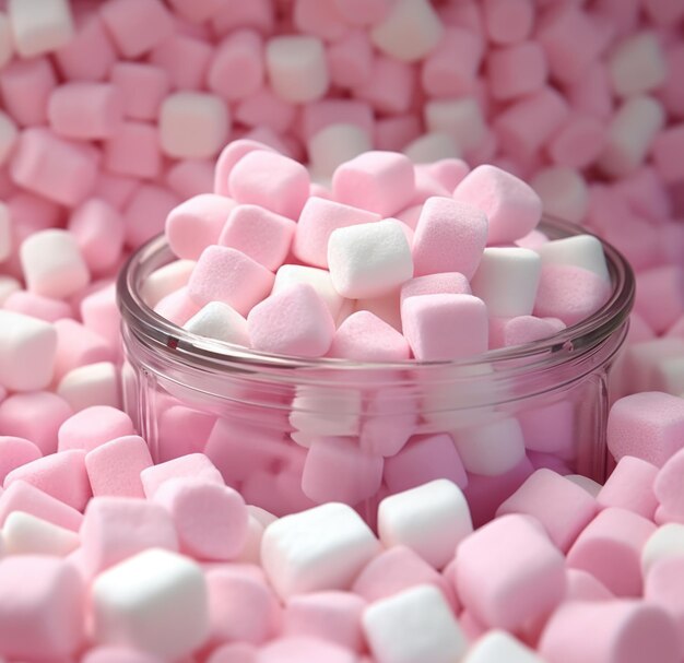 Фото Розовые сладости из маршмеллоу вкусные и пушистые