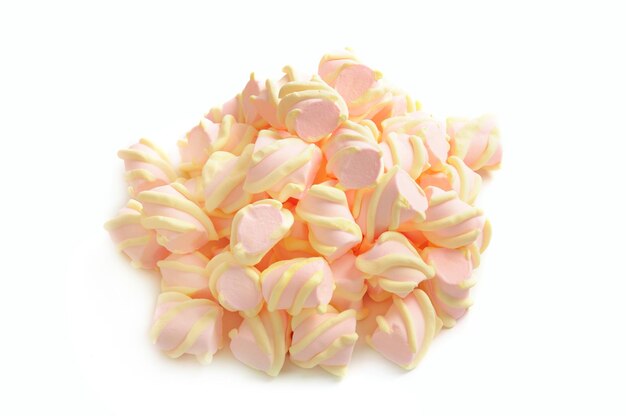 Marshmallow pink sweets isolated on white background