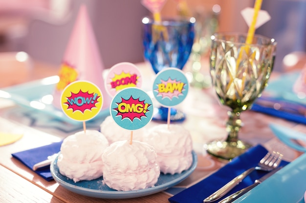 Marshmallow souffle and lovely party funny signs