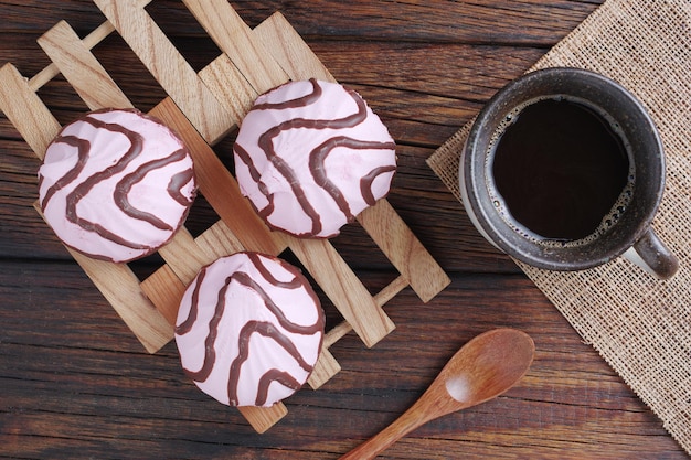 Marshmallow with chocolate and coffee