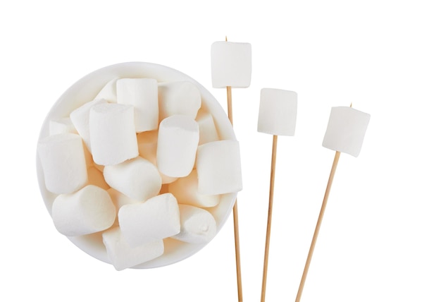 Photo marshmallow on wooden stick