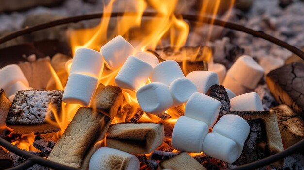 marshmallows on a fire pit