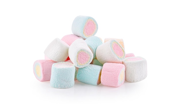 Photo marshmallows isolated over the white background