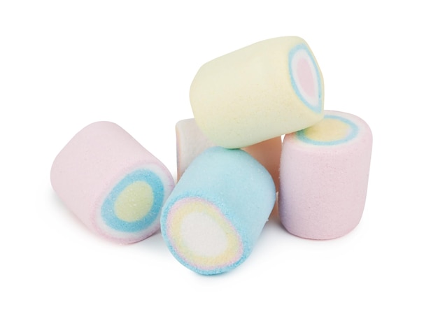 Marshmallows van verschillende kleuren geïsoleerd