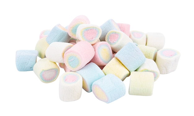 Foto marshmallow sulla superficie bianca