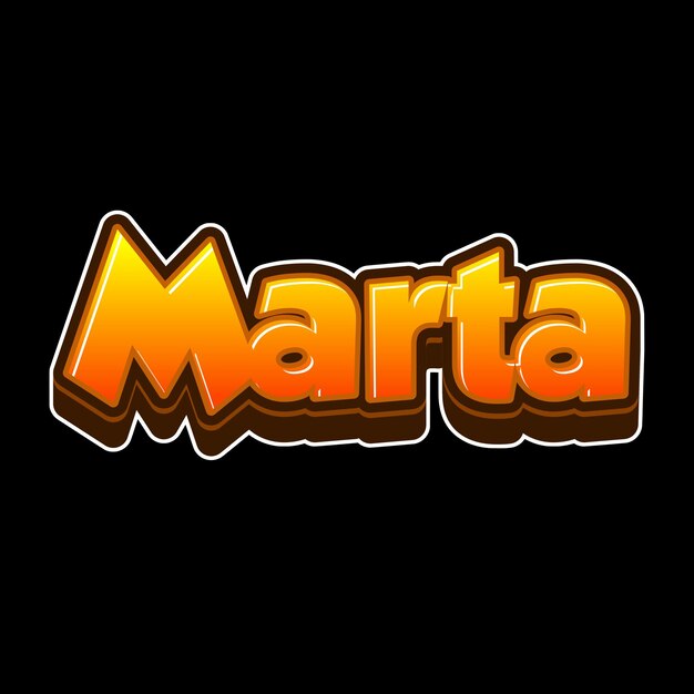 Marta Text 3D Orange Black Background Photo JPG