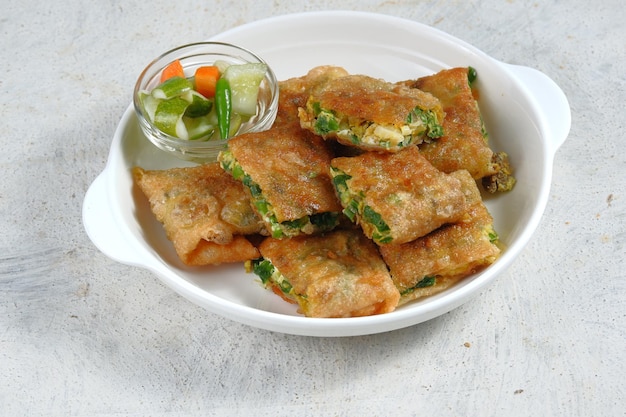 martabak telur or omelette murtabak savory panfried pastry stuffed with eggmeat and spices