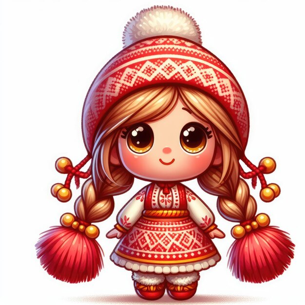 Иллюстрация Martenitsa dessin Martisor на белом фоне