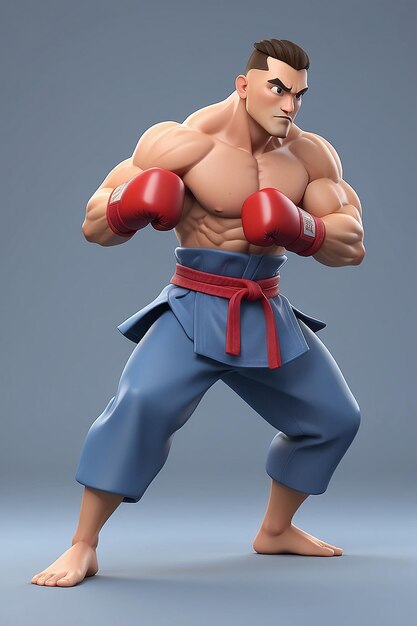 Photo martial artist cartoon character 3d animation illustration guide