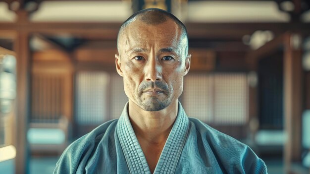 Photo martial arts instructor dressed in martial arts uniform