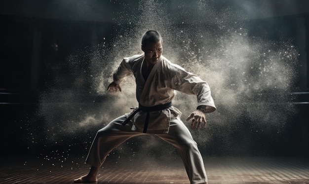 Martial arts warrior hones their technique with flawless training strikes Creating using generative AI tools