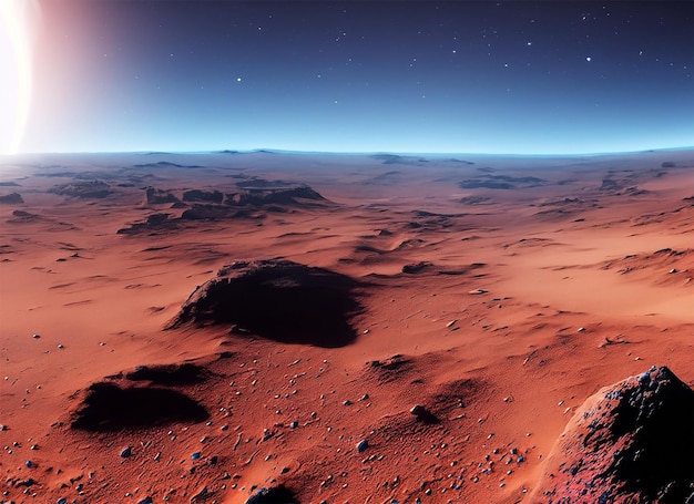 martian landscape rocky martian desert 3d rendering generated by AI