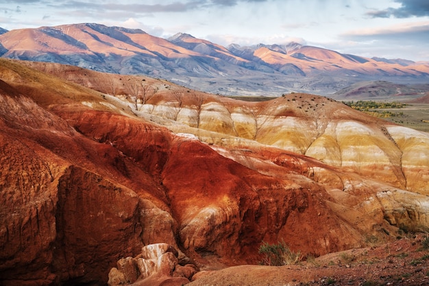 Martian landscapes. Chui steppe. KyzylChin valley. Autumn in Altai Mountains