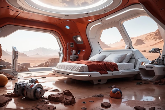 写真 火星のセレニティは、赤い惑星の開拓者のために未来的な寝室を作ります