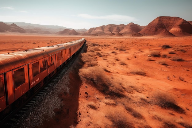 Martian train adventure with stunning views Generativa AI