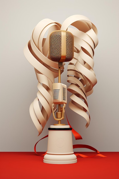 Foto poster 3d di ispirazione per la giornata di martin luther king con un podio con un microfono avvolto