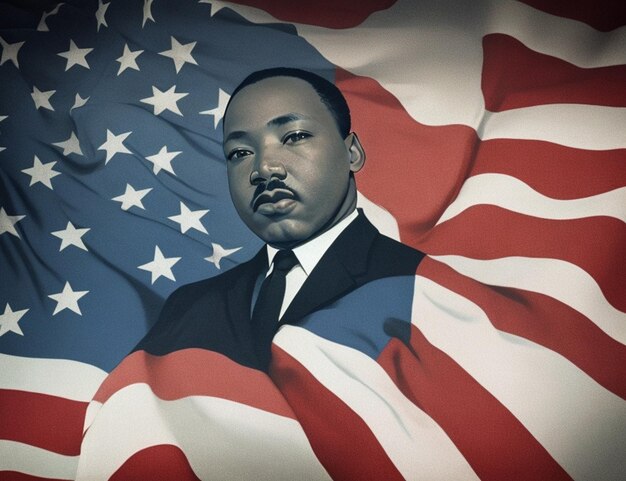 Photo martin luther king day with usa flag