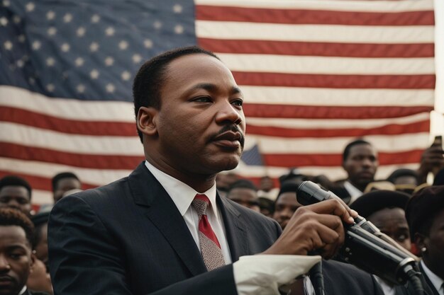 Photo martin luther king day with usa flag
