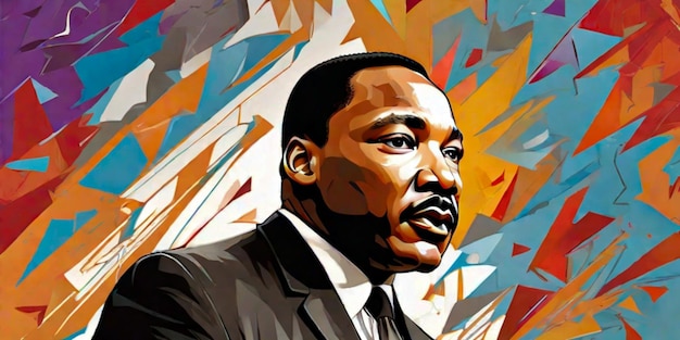 Мартин Лютер Кинг-младший на абстрактном фоне