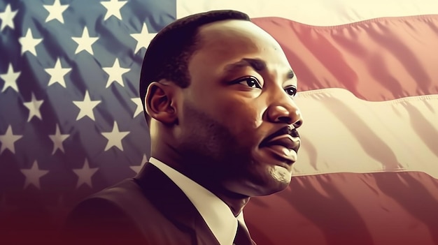 Martin Luther King Jr Day-ontwerp met Amerikaanse vlagachtergrond Gelukkige MLK-dag Ik heb een droom Generatieve AI