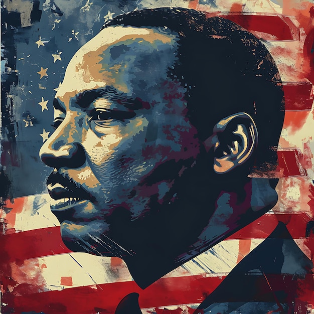 Foto martin luther king jr. bandiera degli stati uniti mese della storia nera