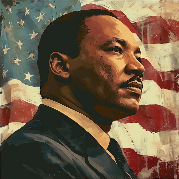 Photo martin luther king jr us flag black history month
