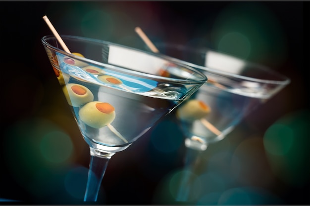 Martini cocktail in glass, close-up view