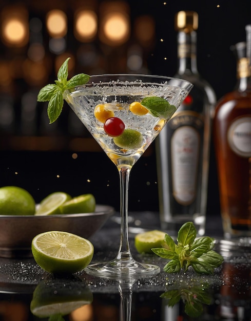 Martini crafted in bar style beautifully decorated with details