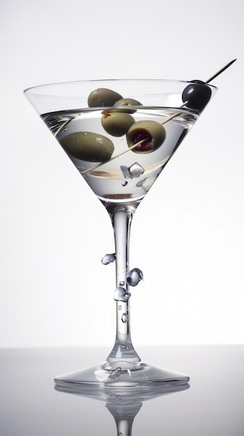 A martini glass with olives in it generative AI