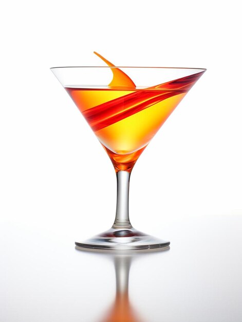 Photo a martini glass with orange and yellow liquid in it