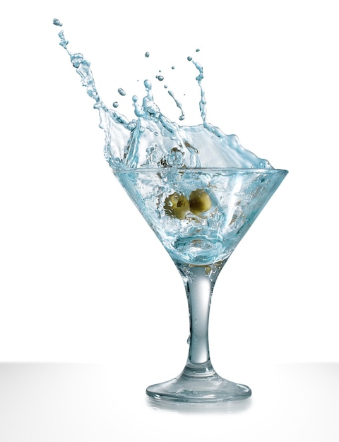 Martini with olives isolated on a white background