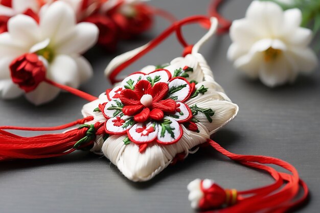 Martisor red and white yarn floss thread holiday With Martisor Romanian Spring