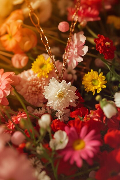 a Martisor surrounded by spring flowers