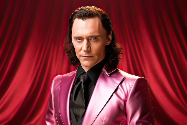 Foto marvel loki tom hiddleston in tuta rosa