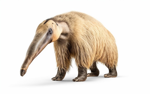 The Marvelous Giant Anteater Showcasing its Elongated Snout Isolated on White Background