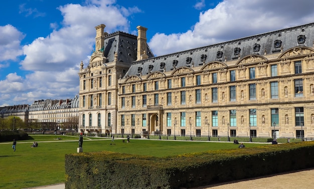 Marvelous tuileries garden of louvre palace in spring paris france april