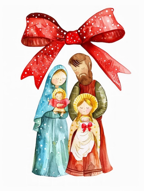 Фото Иосиф и младенчик иисус празднуют рождество генеративный ии