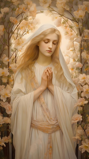Mary Magdalene beautiful illustration background design Religion Jesus Christ Love Generative AI