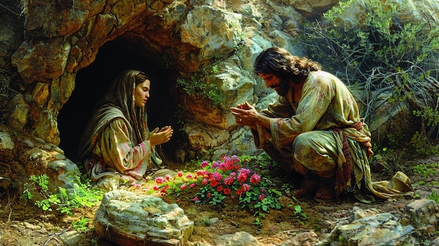 Photo mary magdalene her heart overflowing joy background