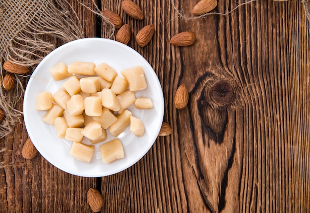 Marzipan with Almonds closeup shot