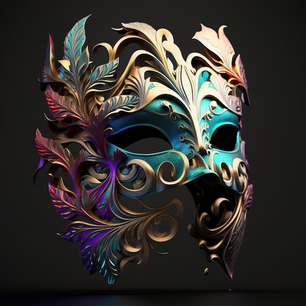 Mas of the carnival, digital art design mask festival concept isolated