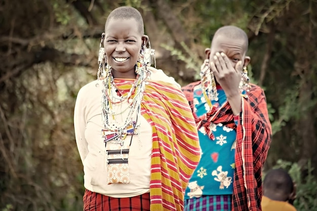 Masai tribe woman portrait in Amboseli National Park Kenya