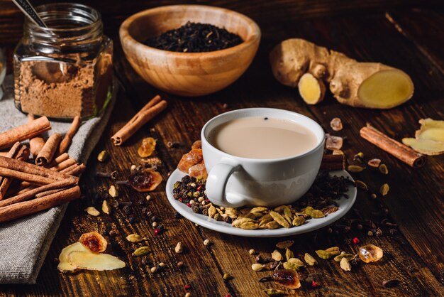 Masala chai con ingredienti diversi