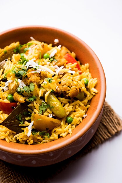 Masala Rice or masale bhat - is a spicy vegetable fried rice or biryani or Pulav usually made during wedding occassions in maharashtra, India