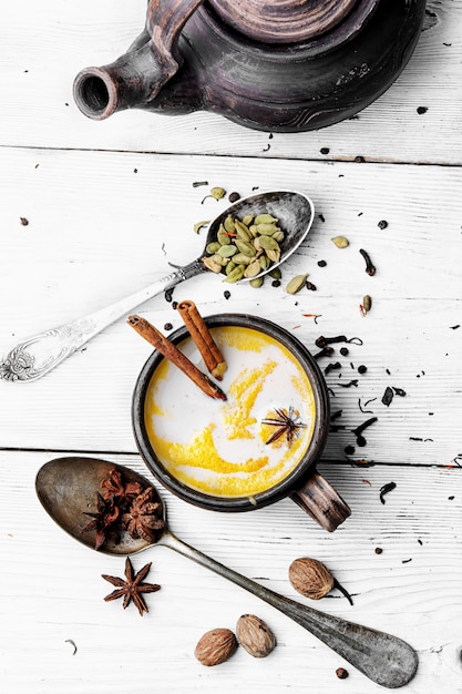 Masala tea in clay mug